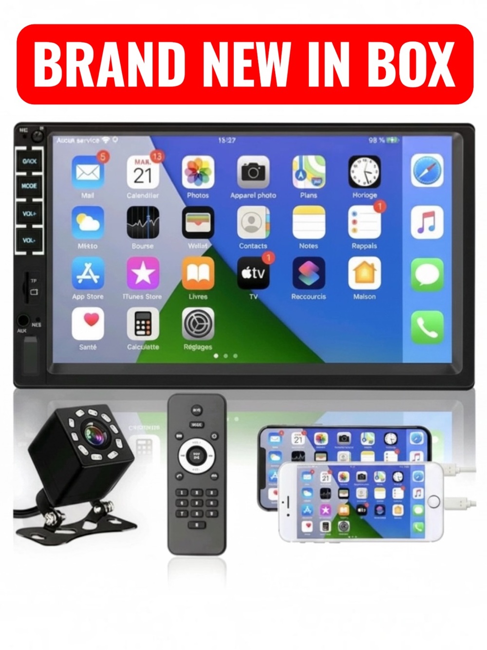 NIB Deretzrac 7" Double Din Car Stereo Multimedia Player Kit W/ Back Up Camera